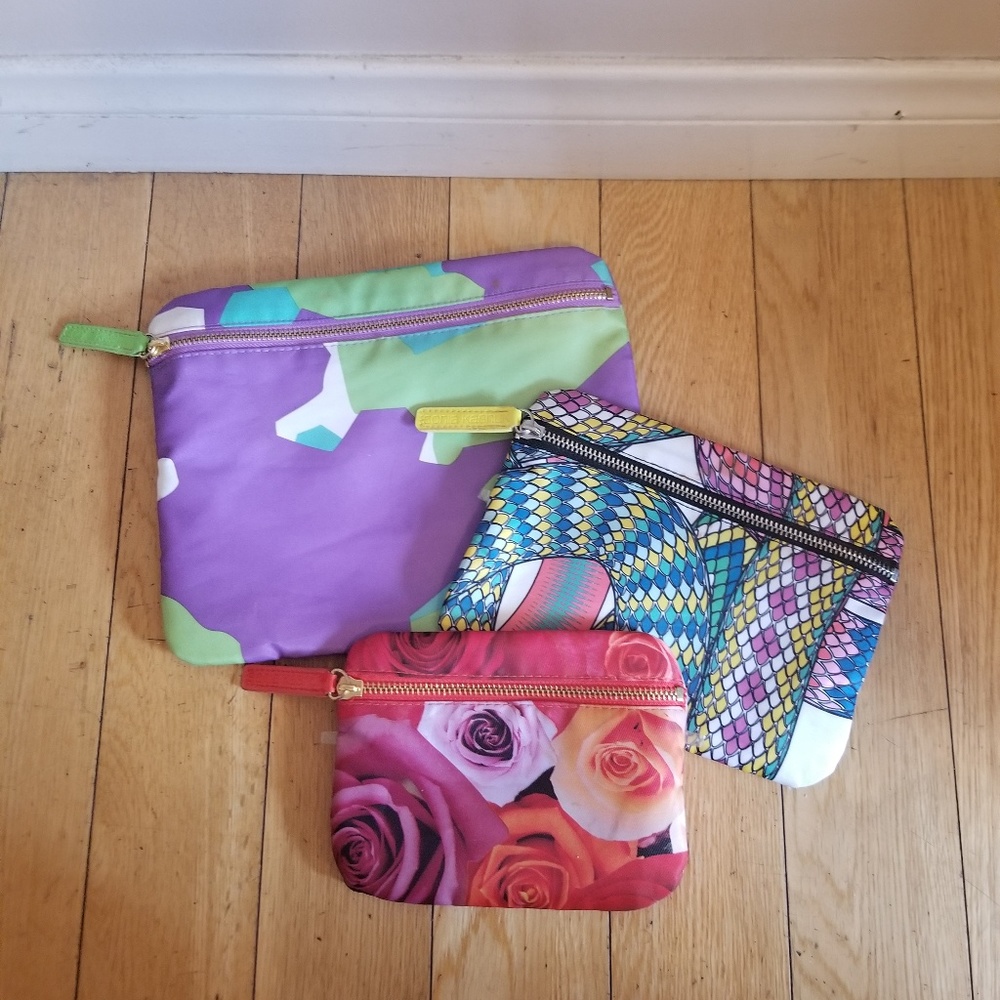 Set of 3 Sonia Kashuk Flat Cosmetics Bags